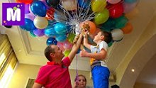 Мурка взлетает на воздушных шариках Мистер Макс & Мисс Катя (новый выпуск ) Надуваем воздушные шарики и запускаем в возд