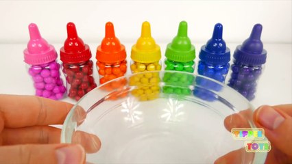 Learn Colors with Surprise Toys and Candy Inside Baby Bottles