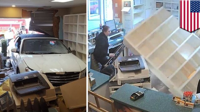Vet clinic staff uninjured as car rams through hospital wall
