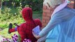 Frozen Elsa FROSTBITE w/ Spiderman Belle Maleficent Joker Challenge Toys Fun Superhero in