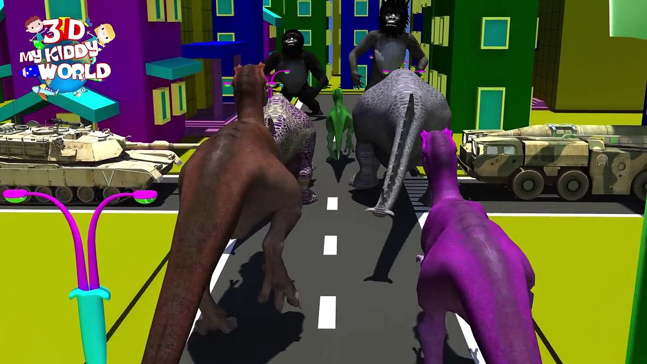 Dinosaur Vs Gorilla Epic Military Battle Finger Family | 3d Epic Battles Finger Family Rhy