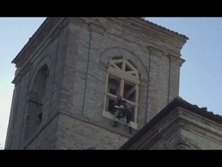 Montelparo (FM) - Terremoto, lavori per chiesa Sant'Agostino (27.03.17)