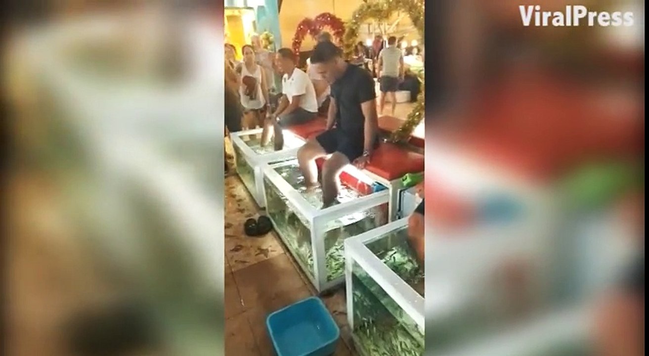 La drôle de réaction d'un touriste à sa première Fish Pedicure