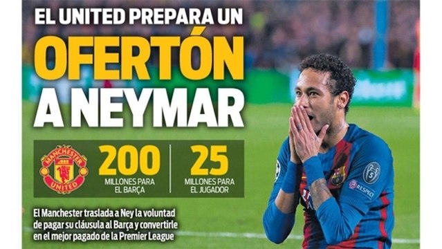 Neymar in Manchester United wants to pay 200 million euros for Neymar and take the player out of Barcelona