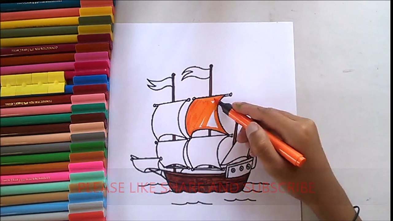 COLOURING CUTE SAIL BOAT FOR KIDS