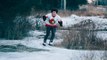 Man Ice Skates on a Frozen Ditch in Ontario