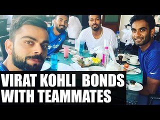 Скачать видео: Virat Kohli, KL Rahul, Hardik Pandya  bond Over Breakfast: Watch pics|Oneindia News