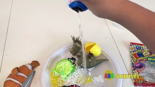 Cutting Open FINDING NEMO Squishy Toy GLITTER Stress Ball Slimey Frog and EMOJI Squishy Bounce Bal