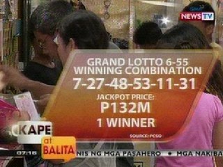 KB: Jackpot price sa Grand Lotto 6/55, napanalunan na