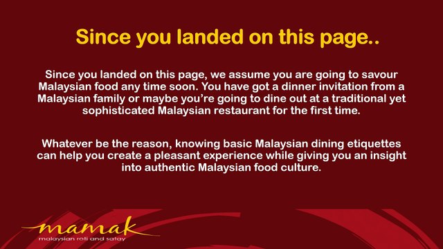 Malaysian Dining Culture: Eat In and Dine Out Malaysian Style