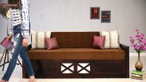 Sofa Cum Bed - Buy Medway Convertible Couch (Walnut Finish) Online - Wooden Street