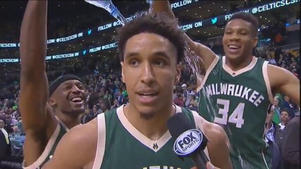 Antetokounmpo Videobombs Brogdon - Bucks vs Celtics - 03.29.17