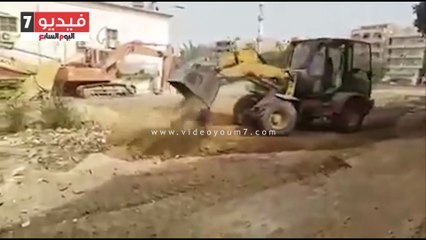 حي عتاقة بالسويس يردم مصرف منطقة الكبانون قبل تشغيل محطة الصرف