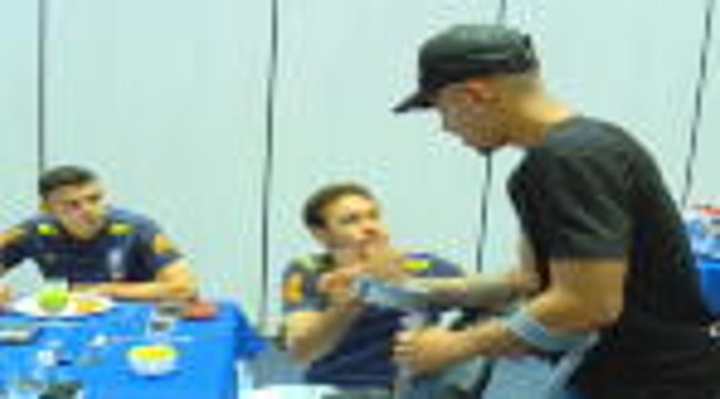 Injured Gabriel Jesus greets Brazil team-mates