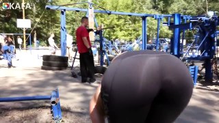 Hot Couple Workout - outdoor gym motivation in Ukraine