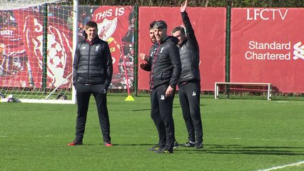 Steven Gerrard joins in academy training session