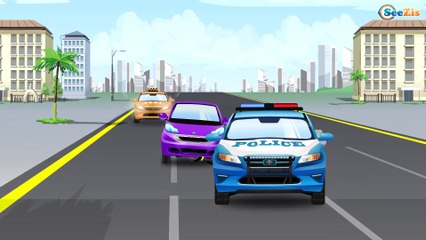 El Coche de Policía - Carritos para niños - Dibujos animados infantiles - Caricatura de carros!