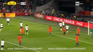 Leonardo Bonucci Goal Netherlands 1 - 2 Italy Friendly 28-3-2017