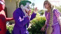 Princess Rapunzel & Spiderman TURN INTO DOGS! w- Joker in Real Life