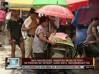 24 Oras: Mga nasunugan, nakatira muna sa tent sa paanan ng skyway; Ilang bata, nagkakasakit na