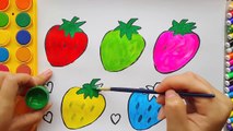 Drawing Fruits Strawberry and Coloring Pages Flowers, Snails for Learning Colors