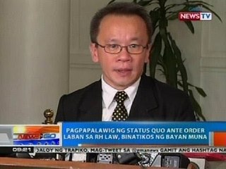 NTG: Pagpapalawig ng status quo ante order laban sa RH law, binatikos ng Bayan Muna