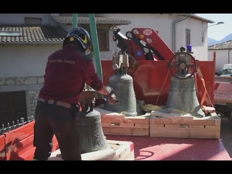 Cascia (PG) - Terremoto, recupero campane chiesa Fogliano (29.03.17)