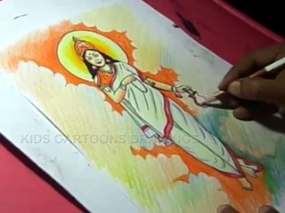 How to Draw Dussehra Navratri Goddess Durga Brahmacharini Drawing Step by Step