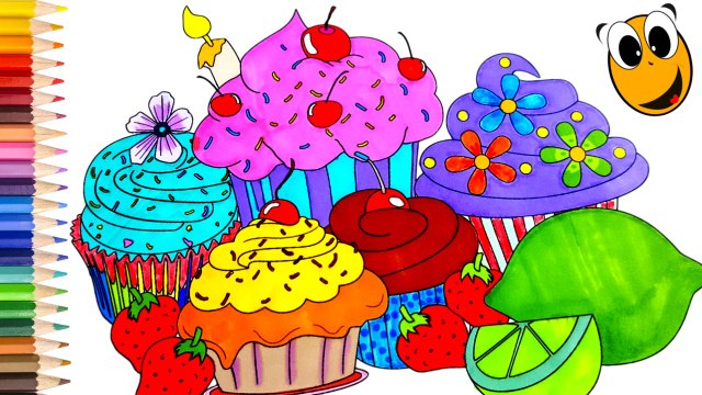 Cupcake coloring pages ❤ How to color rainbow cupcakes fun activity videos for kids
