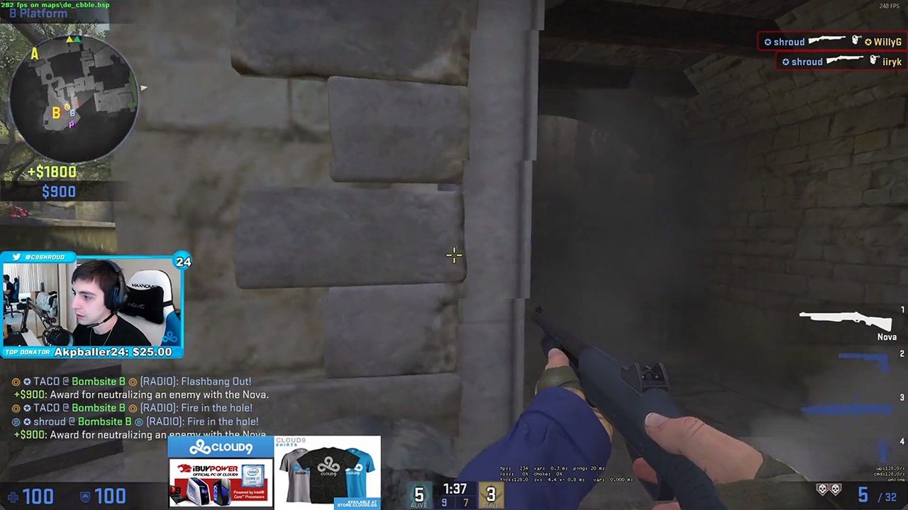 CSGO: Shroud has a crazy ace using the nova