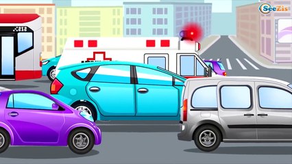 Color Police Car Chasing - Service Vehicles. Little Cars & Trucks Cartoon for kids