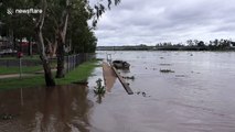 Rising floodwaters after Cyclone Debbie in Queensland
