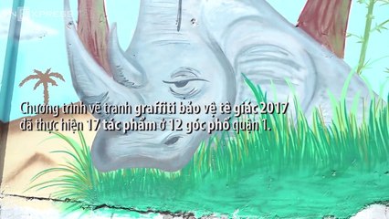 VnExpress | Đời sống | Nhóm họa sĩ Pháp vẽ graffiti kêu gọi bảo vệ tê giác