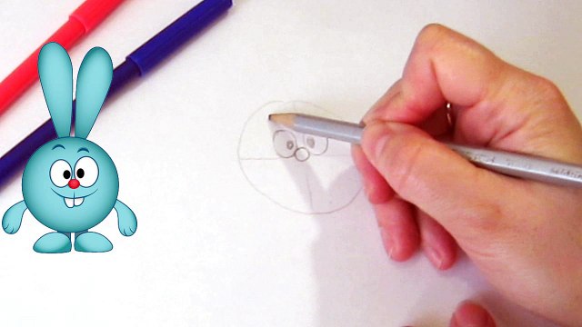 Как нарисовать зайца для детей. Крош с мультика Смешарики