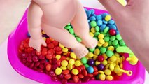 Baby Doll Bath Time Eating Color M&Ms Chocolate Shit Color POOP With Finger Song-ZdJJhrBdH_E