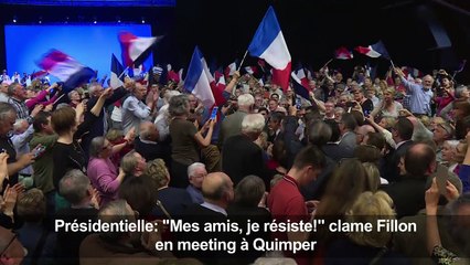 "Mes amis, je résiste!" clame Fillon en meeting à Quimper