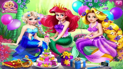 Disney Princesses Elsa, Ariel and Ra ress Up Game - Ariel's Birthday Party