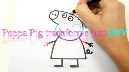 PEPPA PIG Transforms into Inside Out JOYand coloring video for kids-YYUfLSl9IM4