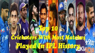 Top 10 cricketers with most matches played in IPL history