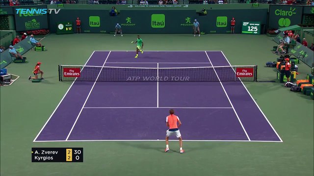 Le raté improbable de Zverev après le coup entre les jambes de Kyrgios (Miami 2017)
