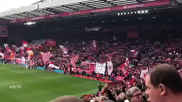 Liverpool fans sing ''You Never Walk Alone'' - Liverpool vs Everton 01.04.2017