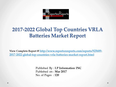 Global VRLA Batteries Market 2012-2022 Analysis by types, Sales, Revenue, Price and Forecasts
