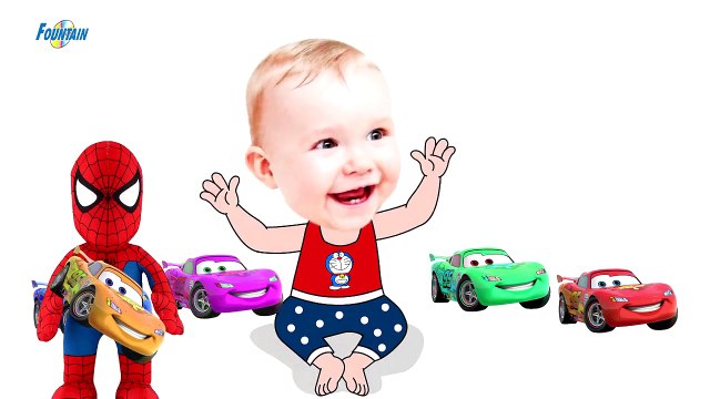 Bad Baby crying and learn colors-Colorful Cars vs Spider-Man- Finger Family Song Collection