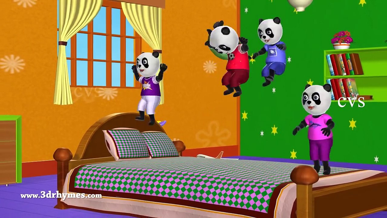 Five Little Pandas Jumping On the Bed _ Kids' Songs _ 3D English Nursery Rhymes for Children