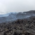 Lava Flow Moves Rocks on Mount Etna