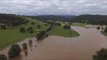 Drone Footage Shows Floodwaters Covering Roads North of Lismore
