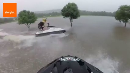 Daredevils Take Advantage of Flood