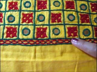 cross embroidery work with chain stitch