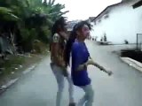 2 Girls are dancing on Road on Riva Riva Riva