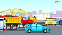 The Yellow Excavator digging a hole - Little Cars & Trucks Construction Best Cartoons for Kids